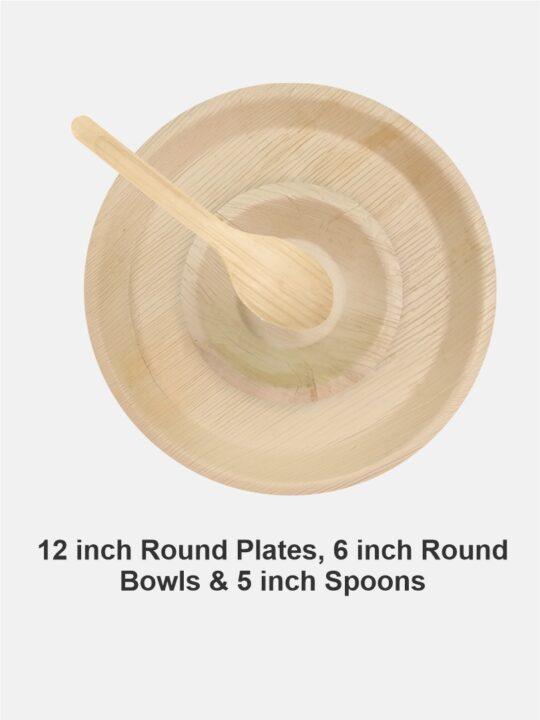 12 Round Plates, 6 inch Round bowls _ 5 inch spoons 3