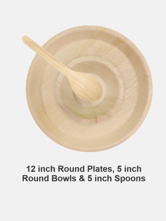 12 inch Round Plates, 5 inch round bowls _ 5 inch spoons 2
