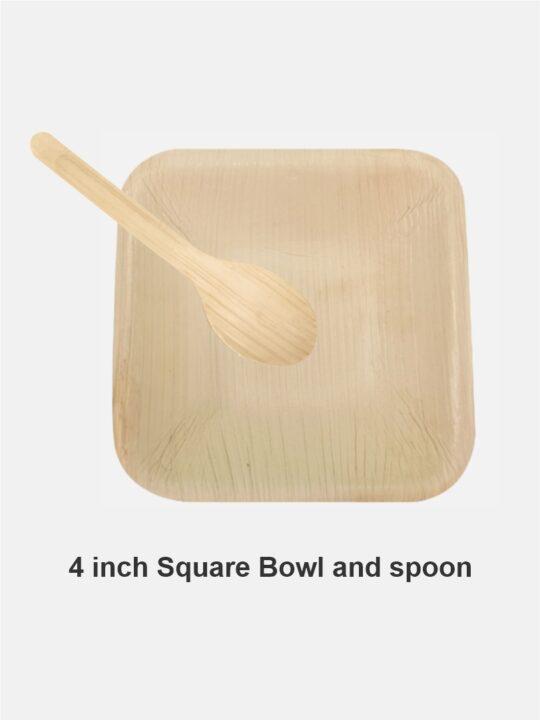 4 inch Square Bowl and spoon